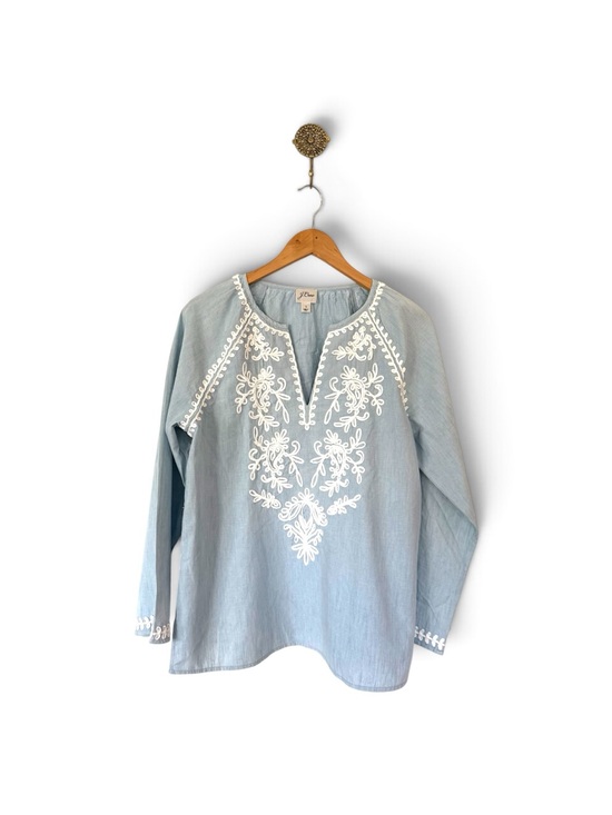 J. Crew Tops - J.Crew Chambray Tunic • Embroidered Bohemian Top • Size S